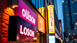 Bright, custom outdoor sign created by a top sign company in Louisville, drawing attention to business storefronts with modern lights and branding.