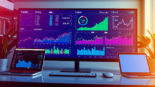 Online Trading Guide featuring a trader analyzing stock charts on digital screens for effective