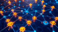 Detailed Blockchain and NFT Technology Guide illustration showcasing digital assets on a