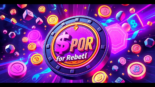Dynamic illustration of APORK for Rebels meme coin engaging in GambleFi games on a vibrant