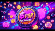 Dynamic illustration of APORK for Rebels meme coin engaging in GambleFi games on a vibrant